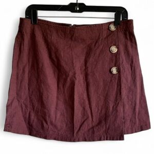 ModCloth Linen Blend Faux Wrap Mini Skirt Size 10
